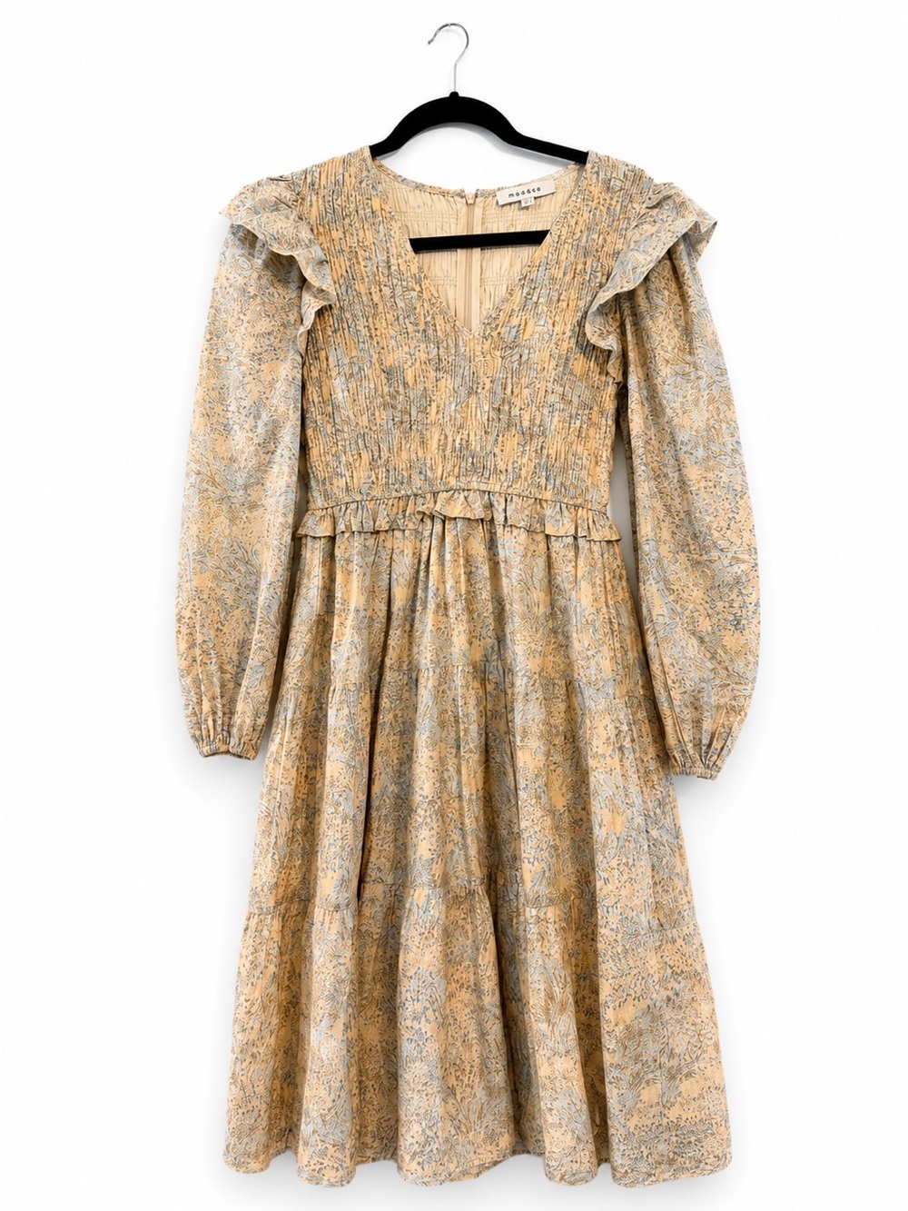 BEAUTIFUL!! Moodie 100% Cotton Tiered/Ruffled Midi Dress Watercolor Floral